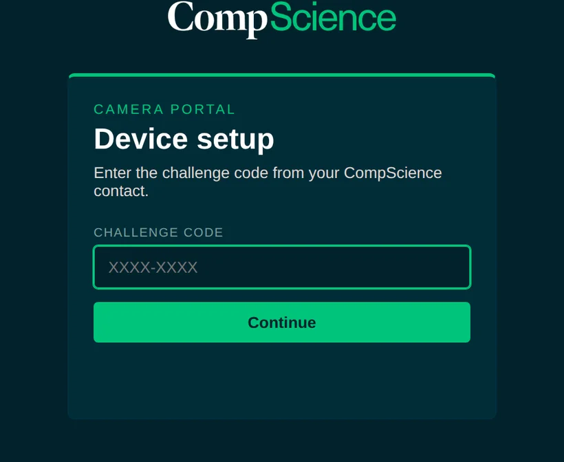 Camera Portal device setup screen